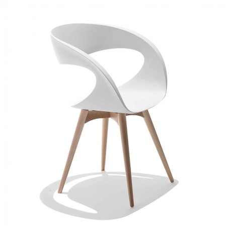 Designerstuhl von Midj aus Plastik und Holzgestell - Raff L-B